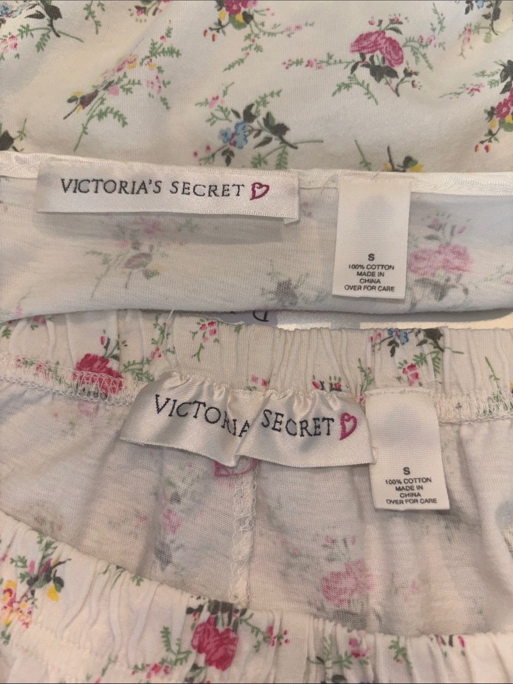 VTG Victoria’s Secret Cotton Floral White Pajama Set - Picture 6 of 6